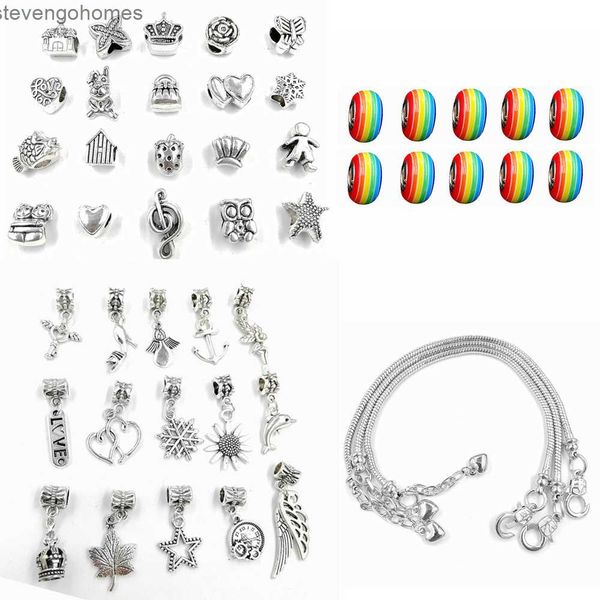 

girl colorful crystal glass beads bracelet diy gift box set snake bone chain, Silver