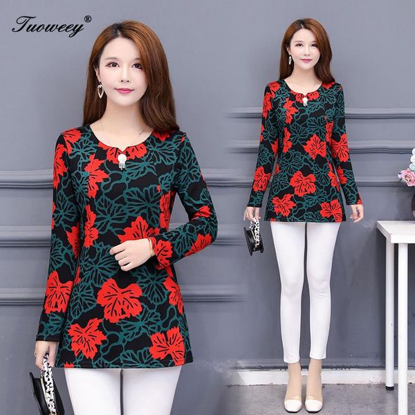 

women's blouses & shirts 2021 fashion women and long sleeve o neck korean print casual office work lady 5xl plus size blusas, White
