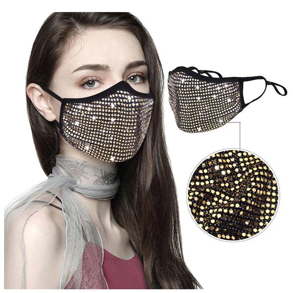 

маски для лица взрослый многоразовый открытый пылезащитные твердые кристаллы цвет маскарад rhinestone партии маска mascarilla reutilizable w