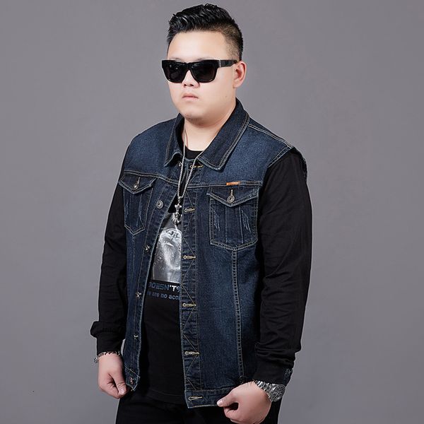 

men's elastic waistcoat plus large shirt fat denim vest sleeveless coat, Black;white