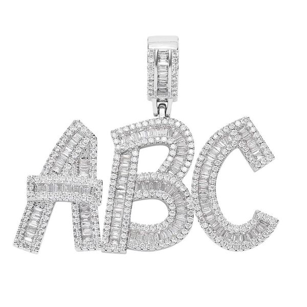 

ear custom name iced out initial letters chain cubic zirconia pendants necklaces men's zircon hip hop jewelryq0115q0115, Golden;silver