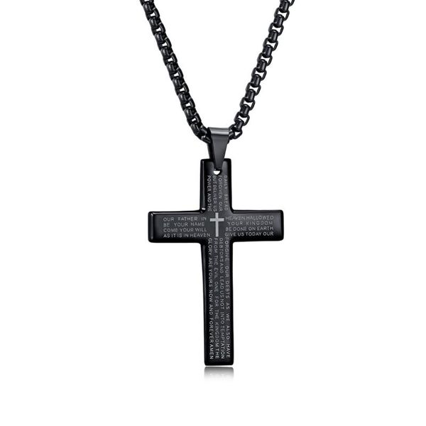 

dcarzz black gold pendant necklace bible scripture trendy jewelry party titanium simple cross necklaces steel man gift, Silver