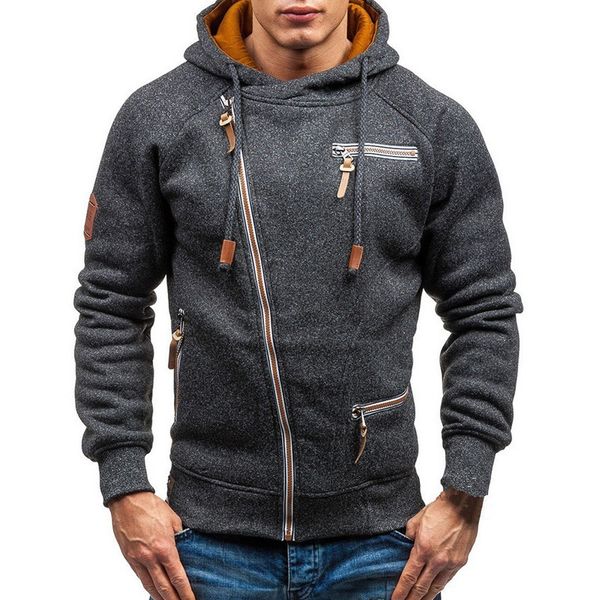 

fashion hoodie casual 2020 autumn sweatshirts sleeve sweatshirt long hoodies men hoody zipper jacket slim mens hooded streetwear uifxs, Black