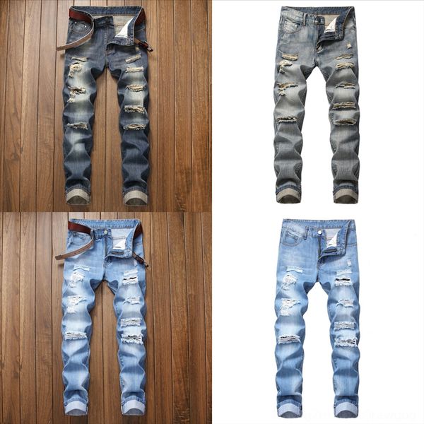 

g22mg nibesser brand stretch pants rip jeans for man hole slim fit men casual biker denim trouser male hop hip street jeans vintage, Black