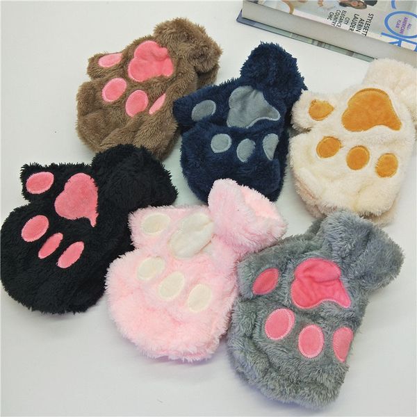 

mittens short fingerless bear cat plush paw claw finger glove soft half cover gloves sz529