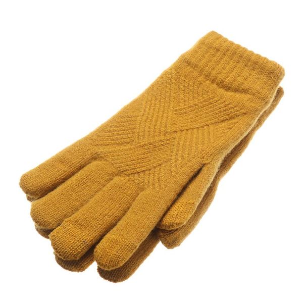 

five fingers gloves winter knitted full finger men women solid woolen warm mittens touch screen cycling driving, Blue;gray