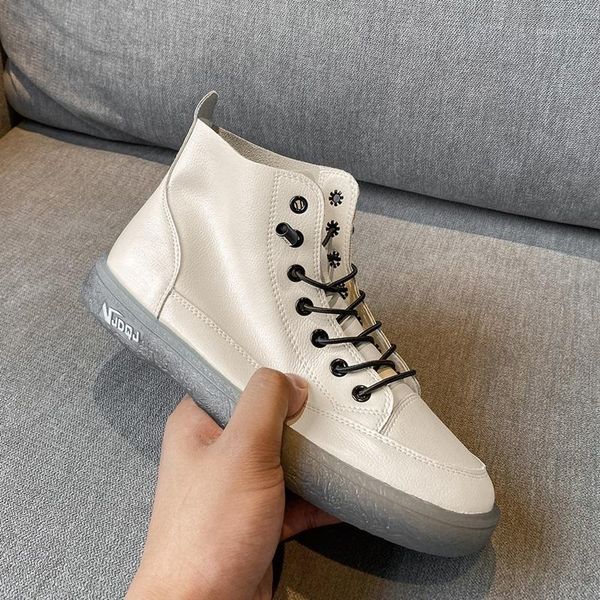 

boots platform shoes women natural leather flat casual real lace up white sneakers ladies flats spring autumn ankle boot1, Black