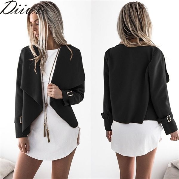 

diiwii elegant slim women winter short wool coat blend streetwear fashion new autumn winter jacket solid outerwear woolen jacket 201217, Black