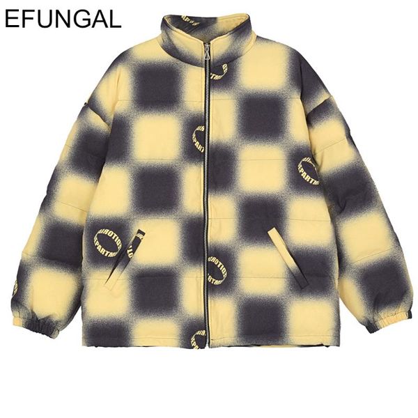 

warm parkas jackets men women round letter print winter color block thick coats streetwear hip hop jacket windbreaker, Black