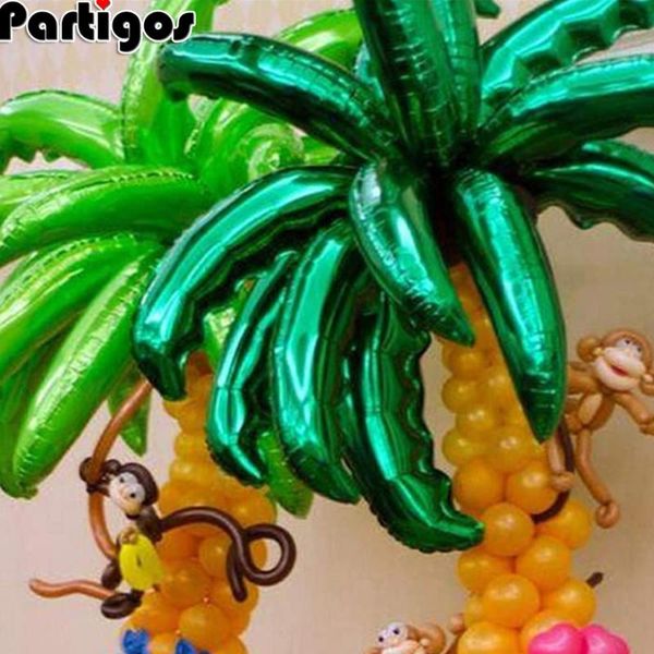 

5pcs 36 inch hawaiian luau coconut tree leaves foil balloons birthday party wedding room decor palm leaf aluminum globos
