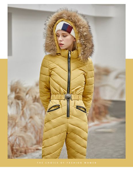 

2021 women's one piece ski jumpsuit breathable snowboard jacket skiing pant sets bodysuits outdoor snow suits women siamese cotton suit, Black;brown