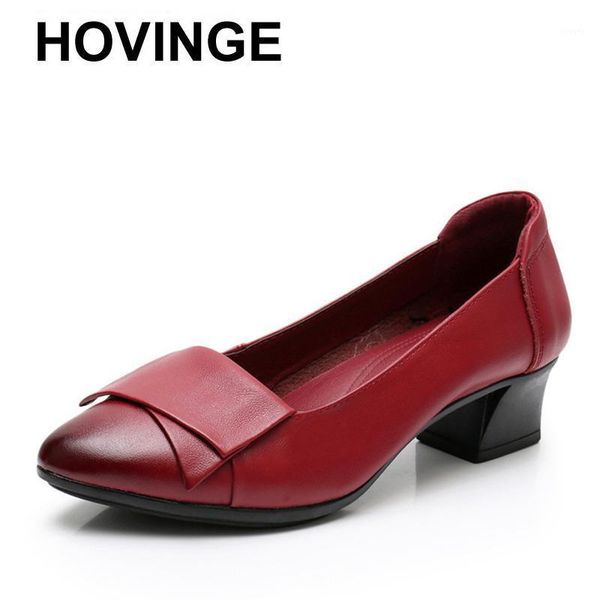 

hovinge2021 fashion women pointed toe shoes medium heel 4.5 cm low comfort professional work shoes woman square heele0841, Black