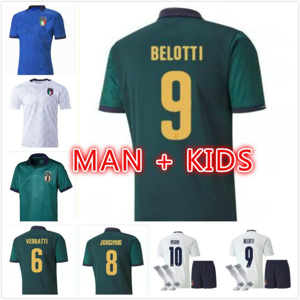 

2020 2021 immobile belotti bonucci soccer jersey home away jorginho el shaarawy bonucci insigne bernardeschi men + kids kit football shirts, Black;yellow