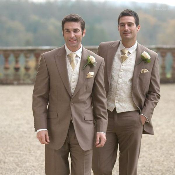 

men's suits & blazers anniebritney brown 2 piece slim fit men formal suit tailor made groom wedding tuxedo prom business set1, White;black