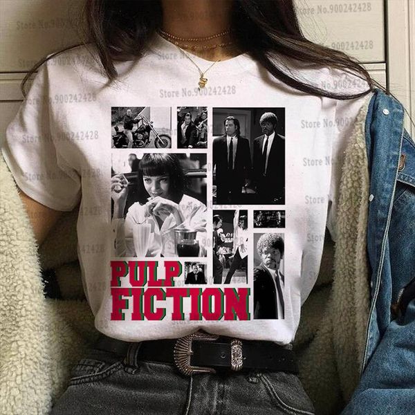 

pulp fiction movie t shirt women funny god cigarette t shirt vogue big kahuna burger tee aesthetic starry night graphic top, White