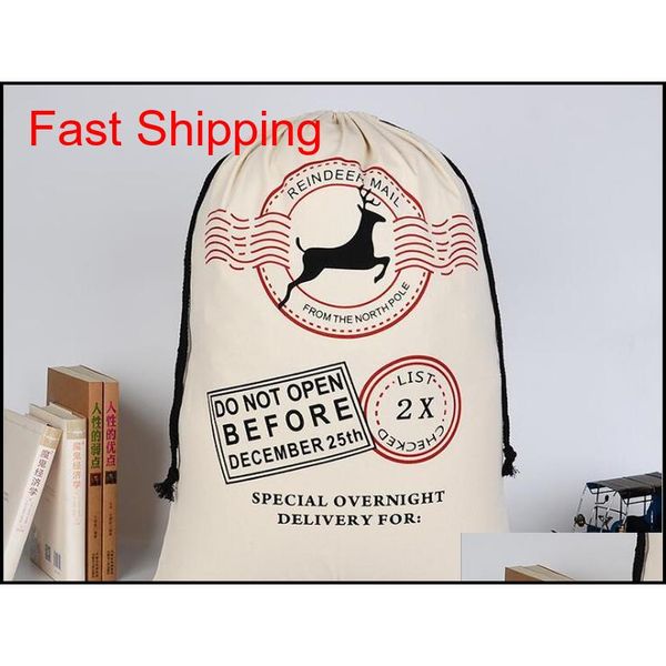 

2020 christmas gift bag large santa sacks drawstring canvas santa bags xmas decoration candy gift bags for kids slztb, Silver