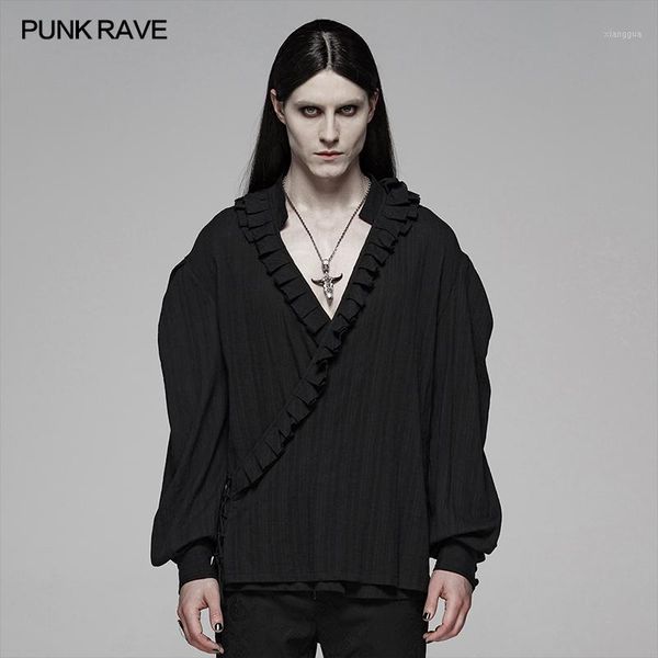

punk rave men's loose shirt,fashion visual kei gothic style wy1103b1, White;black