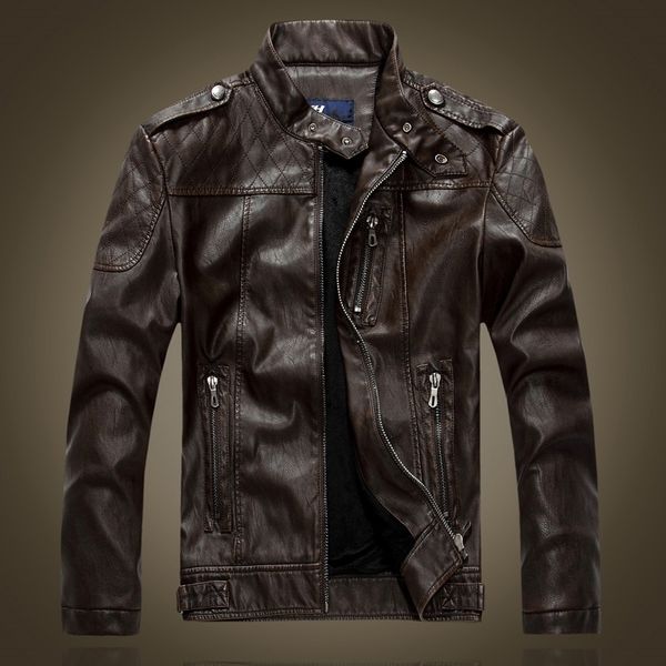 

arrival 2021 new man fashion jacket pu leather coat men of the autumn soft outerwear sales 326 nen5, Black