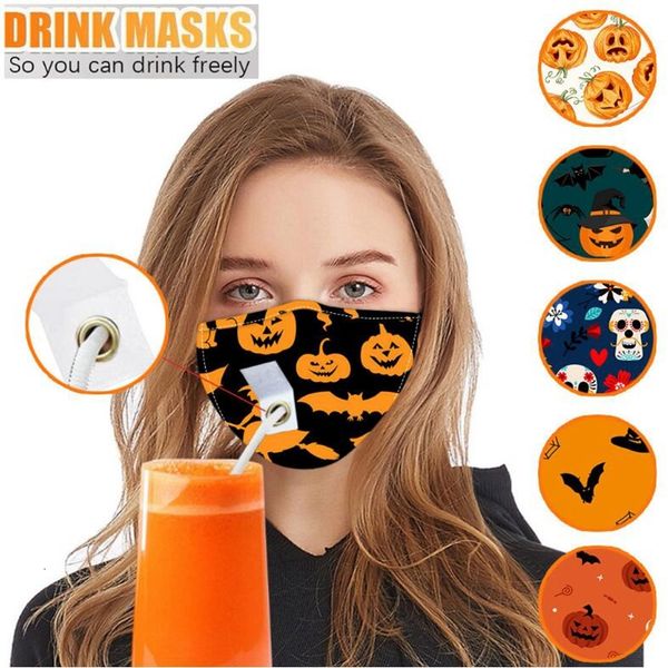 

factory 6 styles party drink masks pm2.5 anti fog cotton straw mask halloween reusable washable dustproof protecti