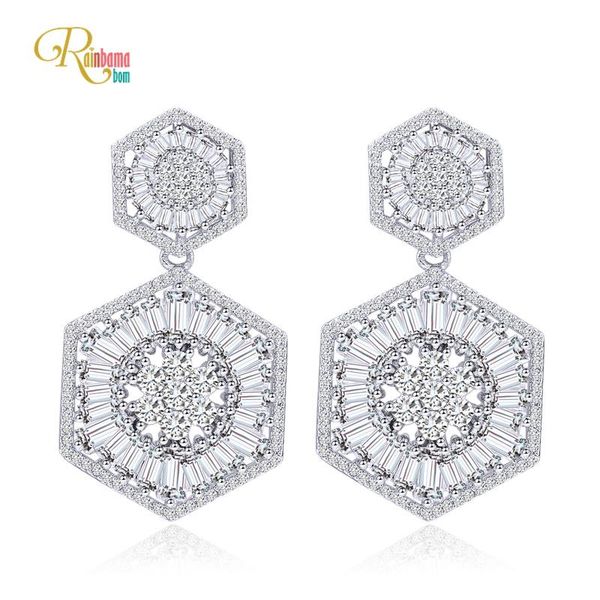 

rainbamabom 925 solid sterling silver created moissanite wedding engagement fine jewelry white gold dangle earrings for women