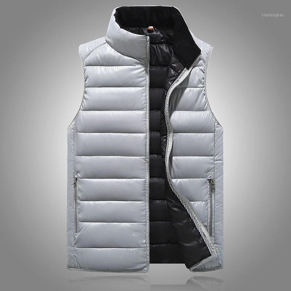 

men' sleeveless vest jackets winter fashion male cotton-padded vest coats men stand collar warm waistcoats clothing 4xl1, Black;white