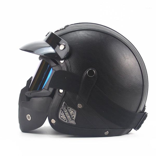 

motorcycle helmets hand made four seasons personality retro helmet battery car 3 / 4 autumn and winter leather classic half pedal man1