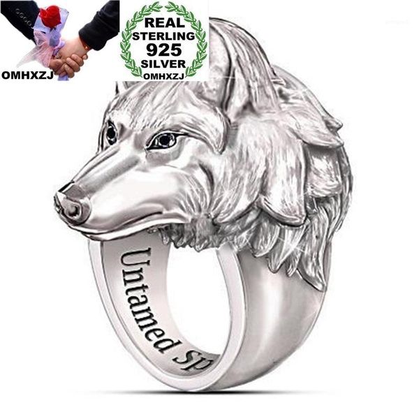 

cluster rings omhxzj wholesale rr1234 european fashion fine jewelry man male party birthday wedding vintage wild wolf 925 sterling silver ri, Golden;silver