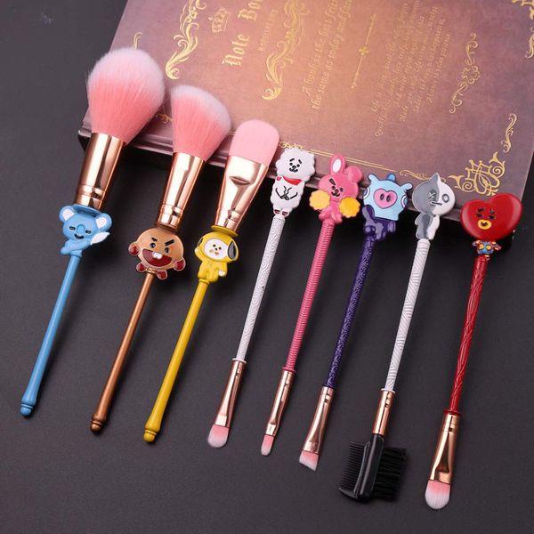 Escovas Cosméticas Quentes Escovas De Maquiagem Conjunto Dos Desenhos Animados 8 Pcs Cute Fada Brushes Eye Shadow Shadow Foundation Foundation Pó Blush Brush Brush Tool Maquiagem