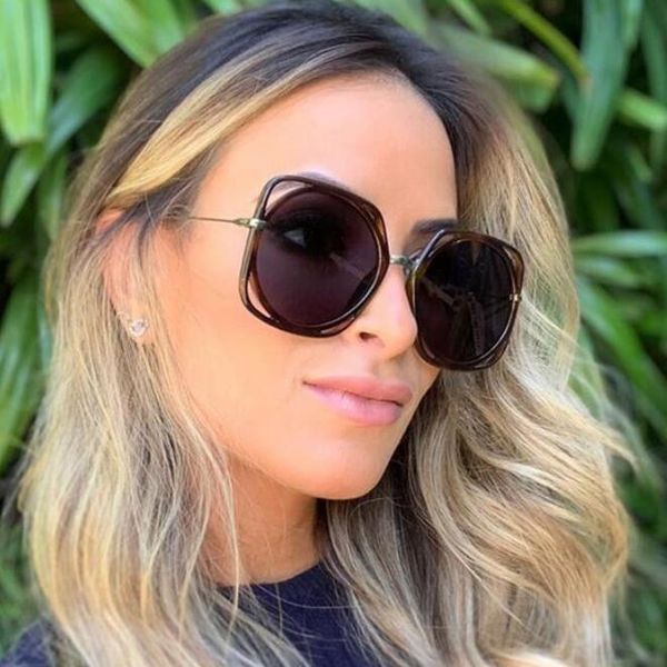 

sunglasses cutout celebrity 2021 fashion luxury big square womens summer trendy shades men lunette femme uv400, White;black