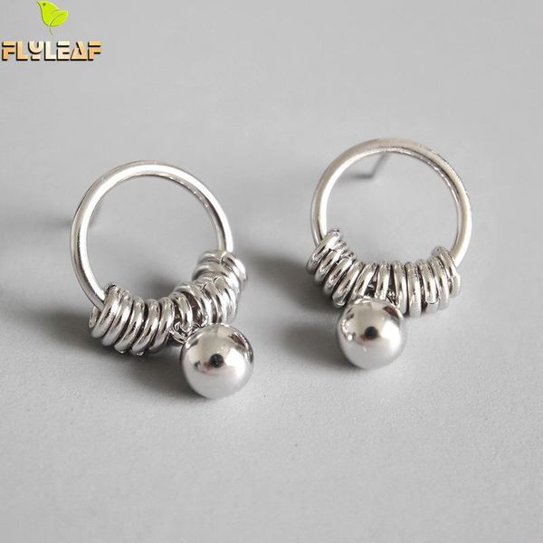 

flyleaf 925 серьги стерлингового серебра для женщин круг кисточкой бусины femme drop серьги мода ювелирные изделия студент простая вечеринка, Silver