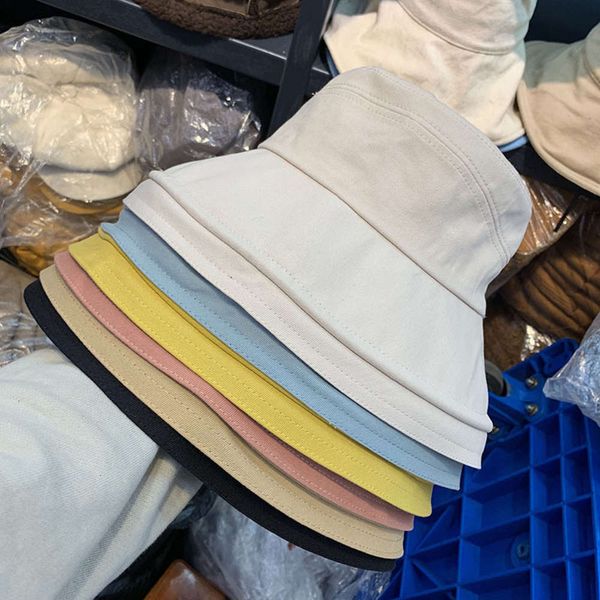 

spring new plain korean fisherman's hat, women's sunshade, warm color, adjustable leisure, versatile temperament, pure color tide, Blue;gray