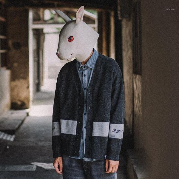 

korean style man sweaters casual loose fashion harajuku crewneck cardigan man sweaters pull hiver men's clothing db60my1, White;black