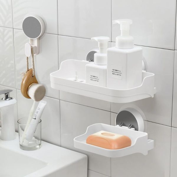 

bath accessory set self adhesive bathroom shower caddy shelf organizer soap dish wall mounted storage hanging no drilling shampoo holder