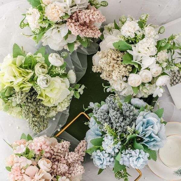 

bridal букет искусственный шелковый роз пион цветок невеста поставки гортензия помпам розовый спайк ванильный букет bud свадьба p3m2