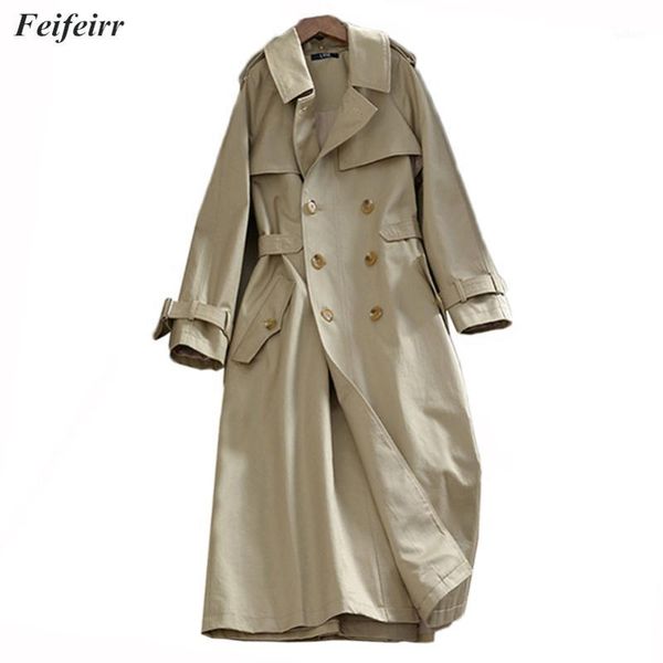 

abrigos spring autumn 2019 korean fashion thin section double-breasted elegant windbreaker mujer temperament casual coat1, Tan;black