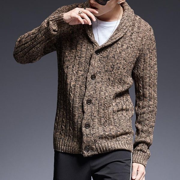 

spring autumn open stitch sweaters men floral loose full sleeve turn-down collar single breasted knitted outwear male wild, White;black
