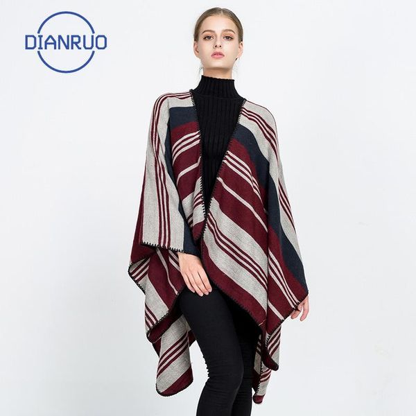 

dianruo fashion office women scarves model urban style wraps colorful stripes thickened warm shawl office warm cape r630, Blue;gray