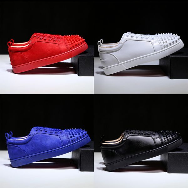 

cute sneakers red bottom shoe low cut suede spike shoes for men and women shoes party wedding crystal leather sneakers zone, Black