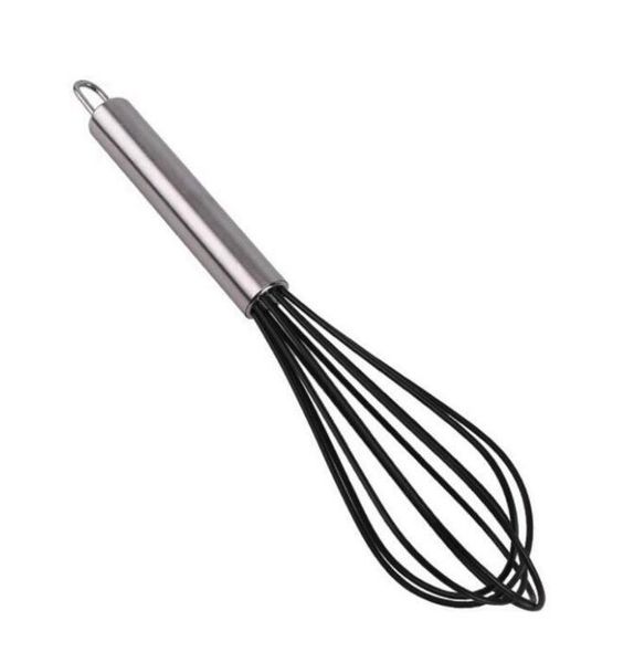 

new}beater stirrer food grad silicone whisk stainless steel handle egg mixer household baking tool 10inch dhc3424