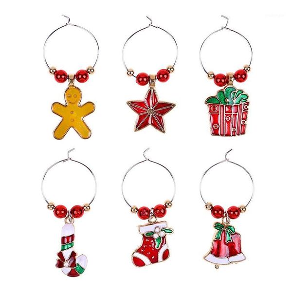 

6pcs christmas cup decoration rings wine glass pendants for home table decoration party new year product1