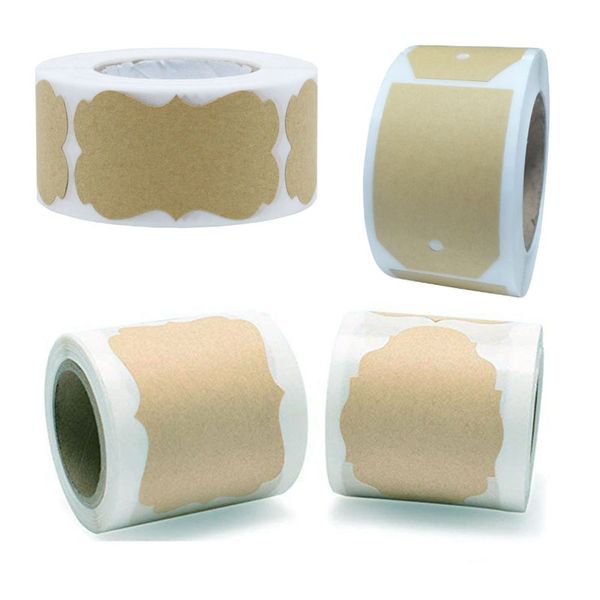 

250pcs roll kraft paper gift tags blank label adhesive stickers for holiday glass bottle present supplies