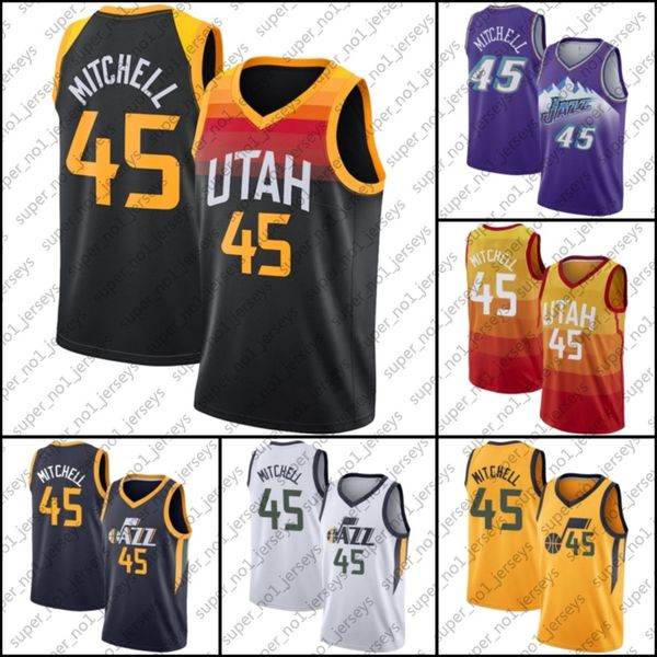 

utah jazz jersey donovan 45 mitchell jerseys john 12 stockton jersey karl 32 malone jerseys basketball vintage jersey, Black;red