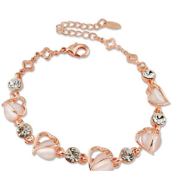 

mix charm bracelet cat eye gem stone luxury marquise cut austrian cz crystal gold plated rose fox fish heart jewelr wmtmfc homes2007, Golden;silver