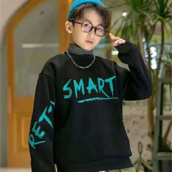 

cotton pullover letter autumn liner and 2020 korean men's round neck winter children's wear aawn 4cqc, Black