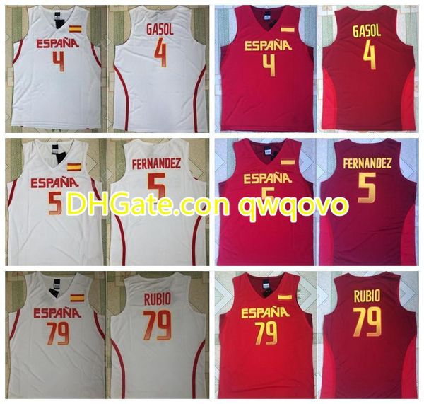 

rio spain basketball jerseys 2016 team 4 pau gasol 5 fernandez jersey 79 ricky rubio team color red white sport all stitched high quality, Black;red
