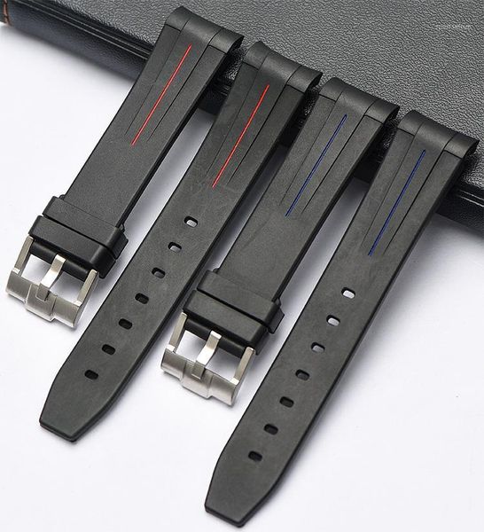 

eache new silicone rubber watch band watch straps waterproof watchband 20mm 21mm1, Black;brown
