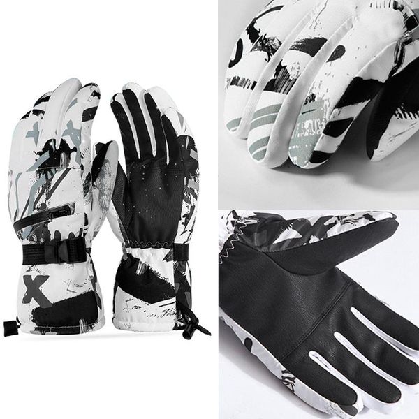 

ski gloves ultralight waterproof winter warm glove snowboard motorcycle riding snow gray+white