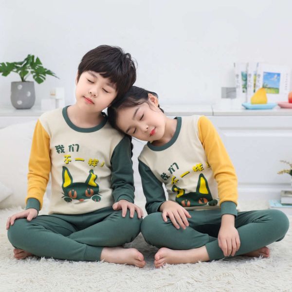 

cloth, autumn girls' trousers, sweater, children's underwear set, pure cotton pajamasqkgc, Blue;red