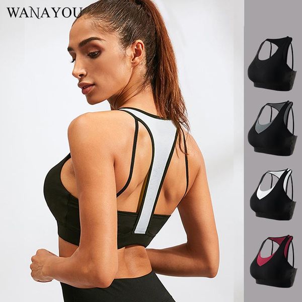 

wanayou women's sports bras running fitness vest underwear breathable shockproof yoga bras seamless gym push up sports, White;black