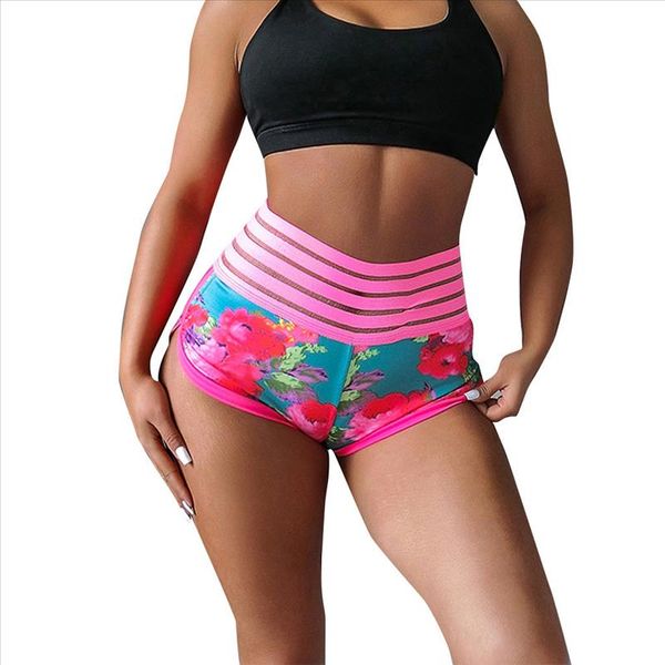 

womens casual flowers print high waist shorts women pleated stitching fitness short femme ete casual shorts female, White;black